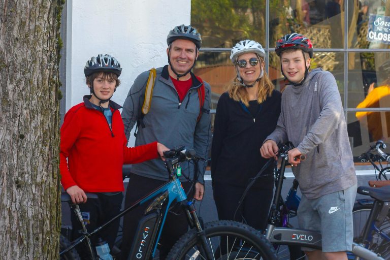 Family with ebikes